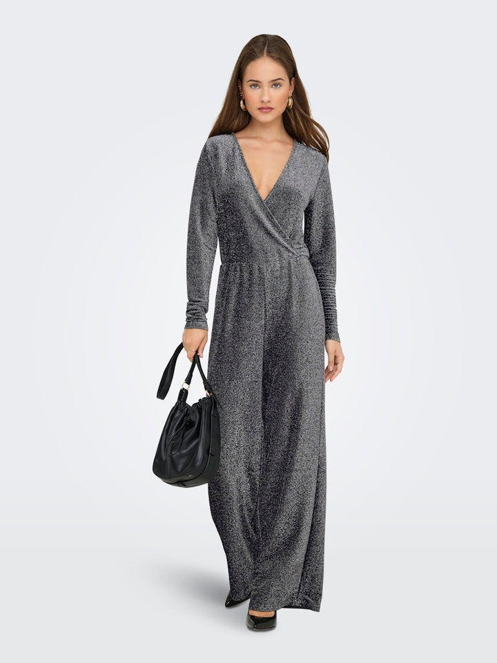Onlrich L/s Glitter Jumpsuit Jrs - Zilverkleurig