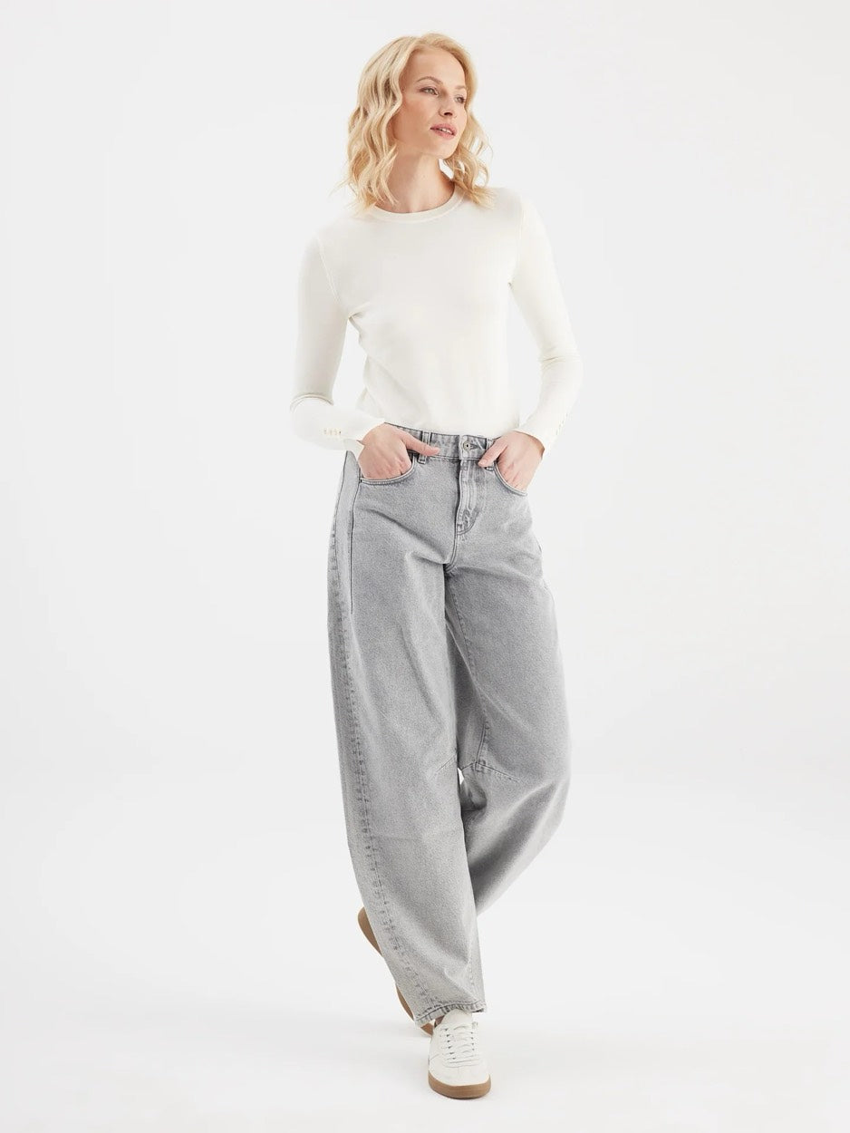 COJ Clara jeans loose fit dames - grey denim - L32