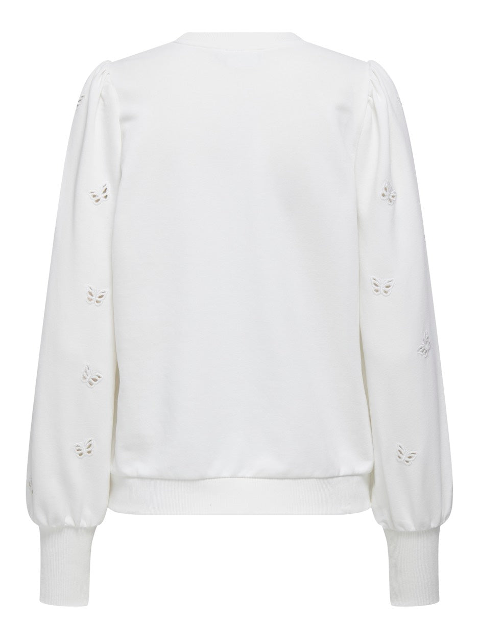 Onlfemme L/s Puff Embroidery Ub Swt - Off-white