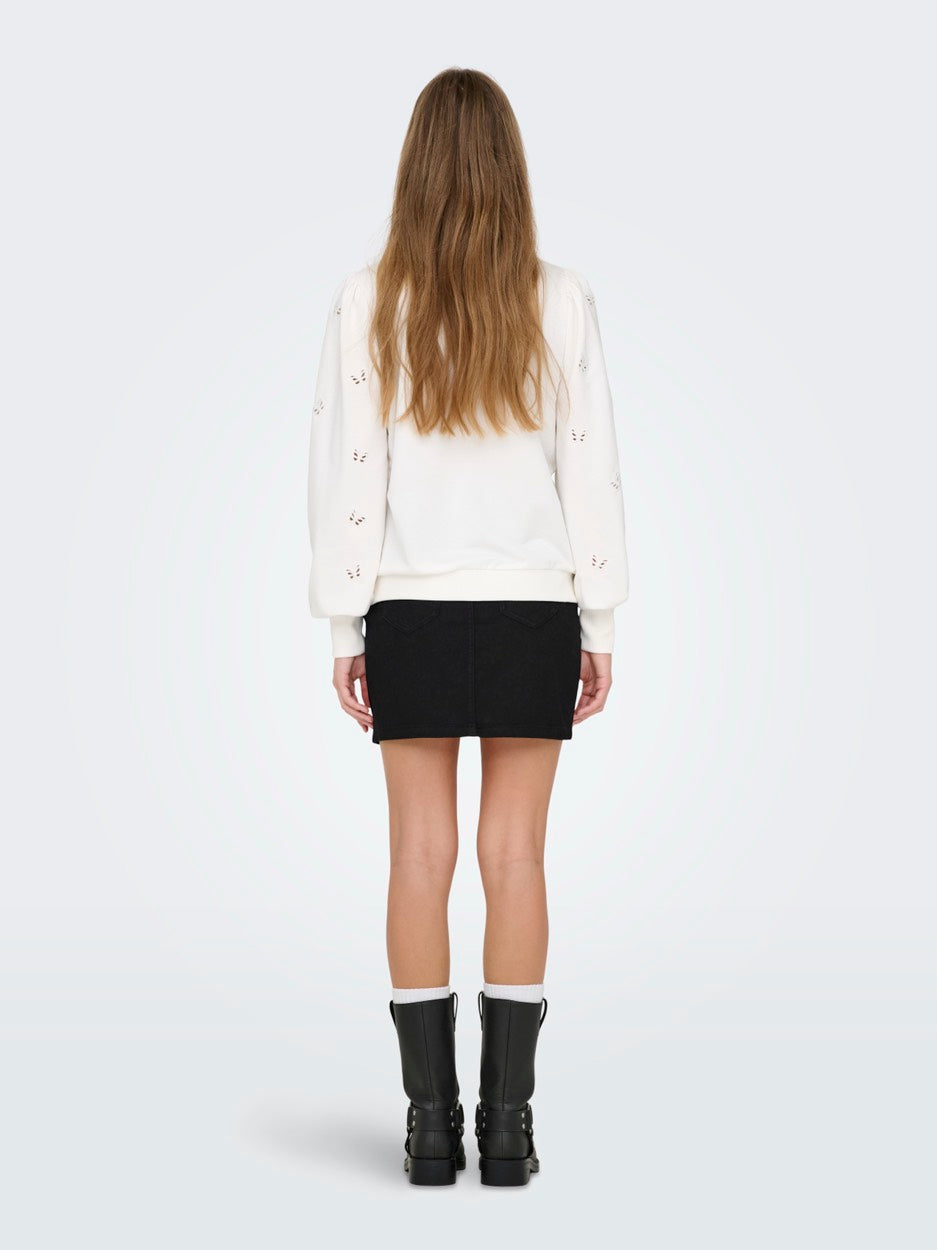 Onlfemme L/s Puff Embroidery Ub Swt - Off-white