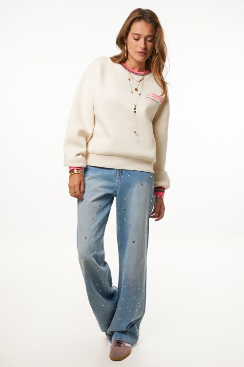 Beige Sweater 'l'amour Au Pouvoir' - Off-white