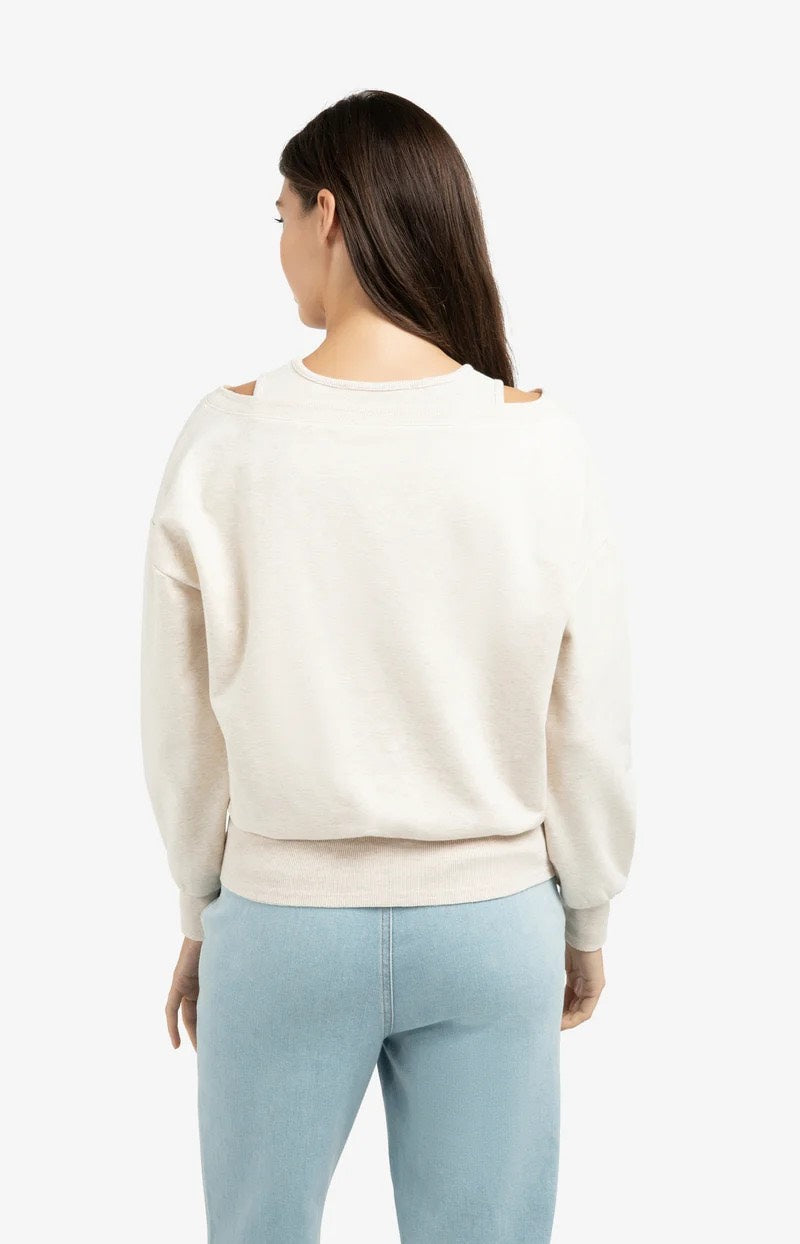 Sweatshirt Met Dubbele Hals - Ecru