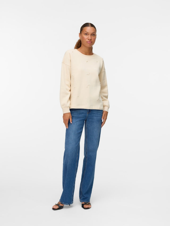 Vmfatilda L/s Sweatshirt Jrs Btq - Ecru