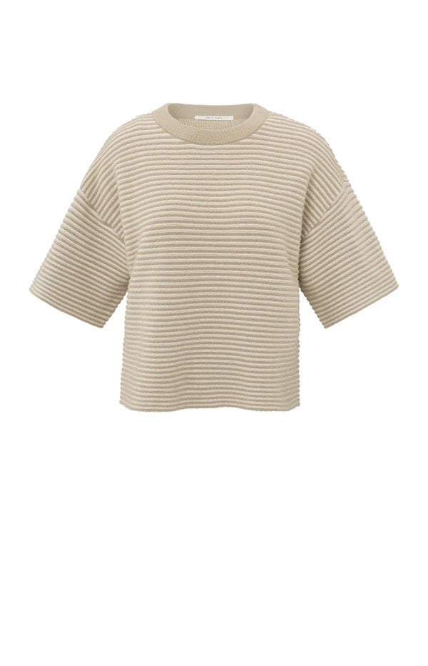 Fluffy Stripe Sweater Ss - Zand Dessin