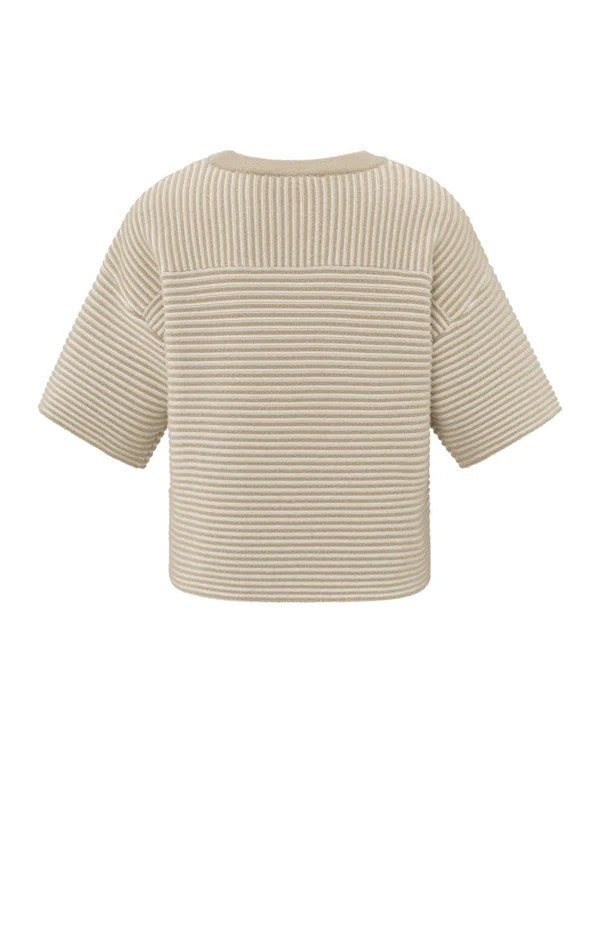 Fluffy Stripe Sweater Ss - Zand Dessin