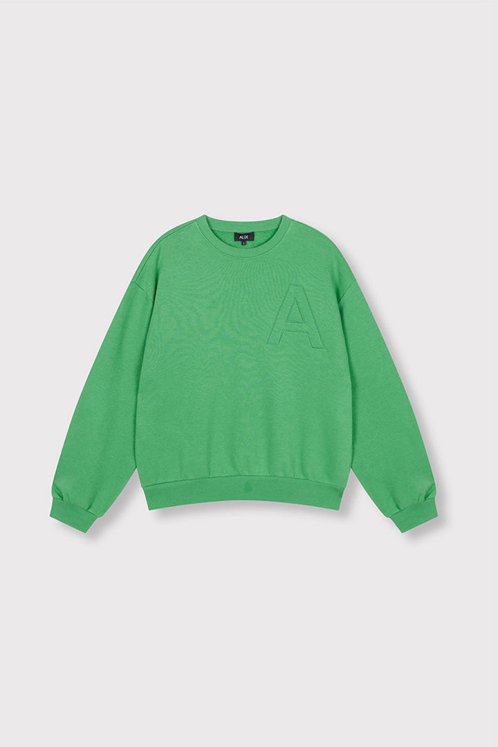 Embroidered A Sweater - Groen