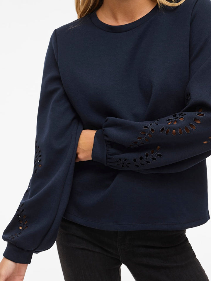 Visandy L/s Detail Sweat Top - Noos - Navy