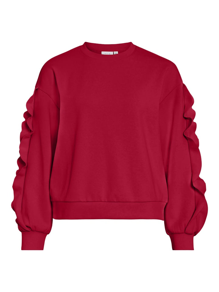 Vimentina Flounce O-neck L/s Top - Rood