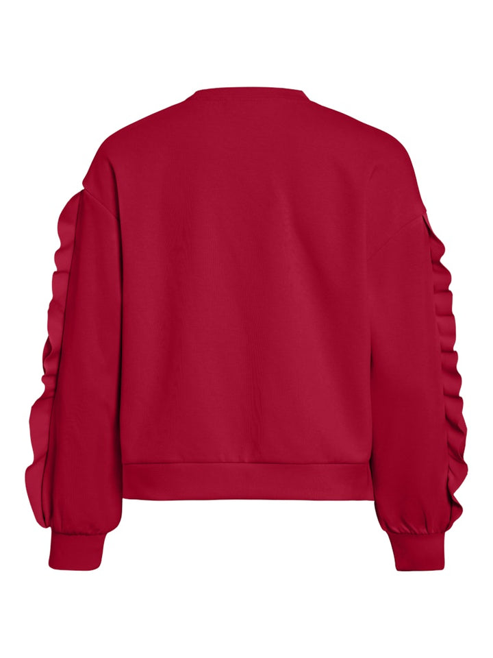 Vimentina Flounce O-neck L/s Top - Rood