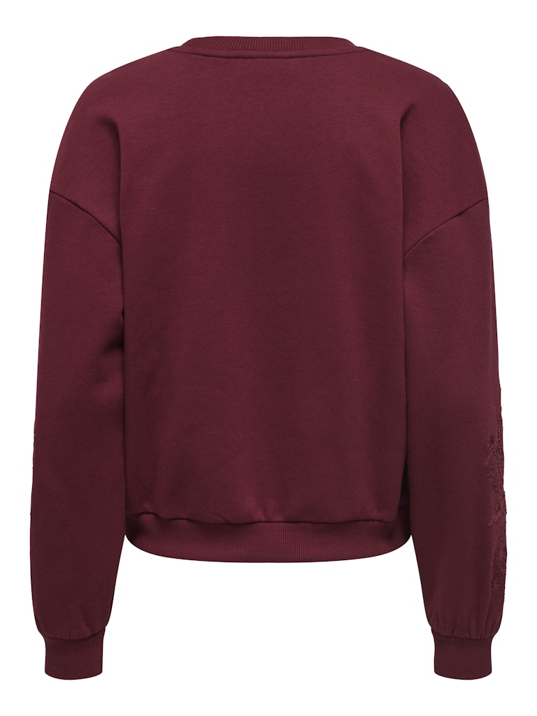 Onlbrooklyn L/s Embroidery Box Swt - Wijnrood