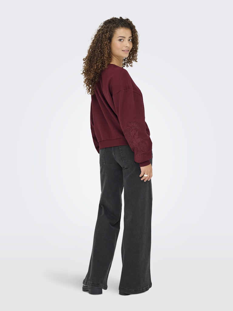 Onlbrooklyn L/s Embroidery Box Swt - Wijnrood