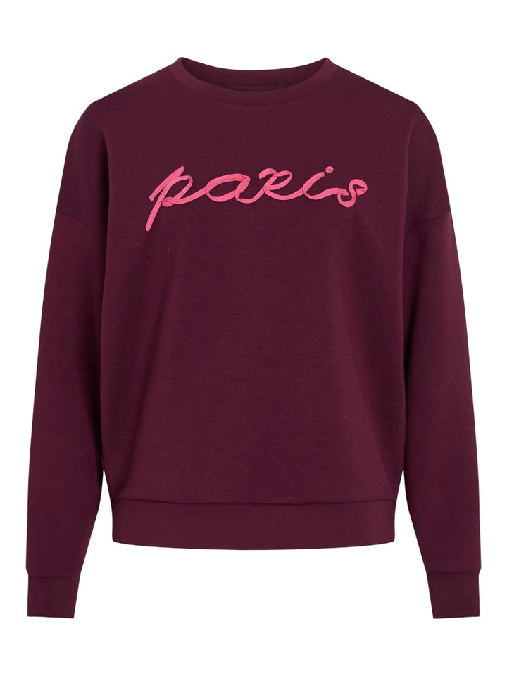 Visif L/s O-neck Sweat Top/ka - Bordeaux