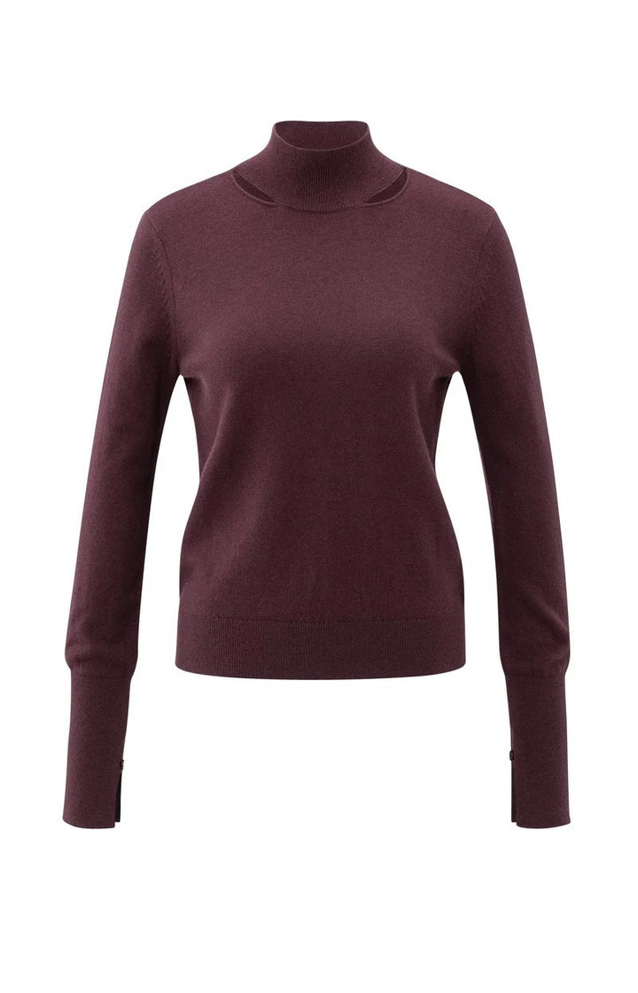 Sweater With Cut-out Neckline - Bordeaux