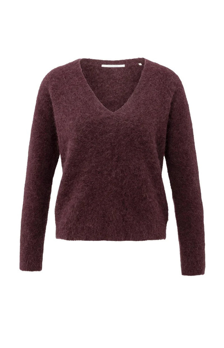 Soft Sweater With V-neck - Bordeaux
