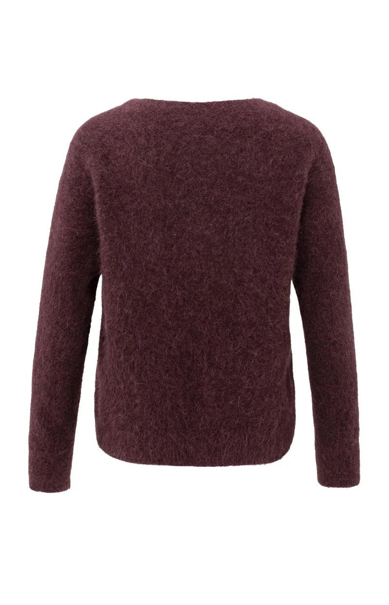 Soft Sweater With V-neck - Bordeaux