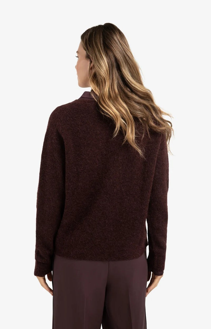 Soft Sweater With V-neck - Bordeaux