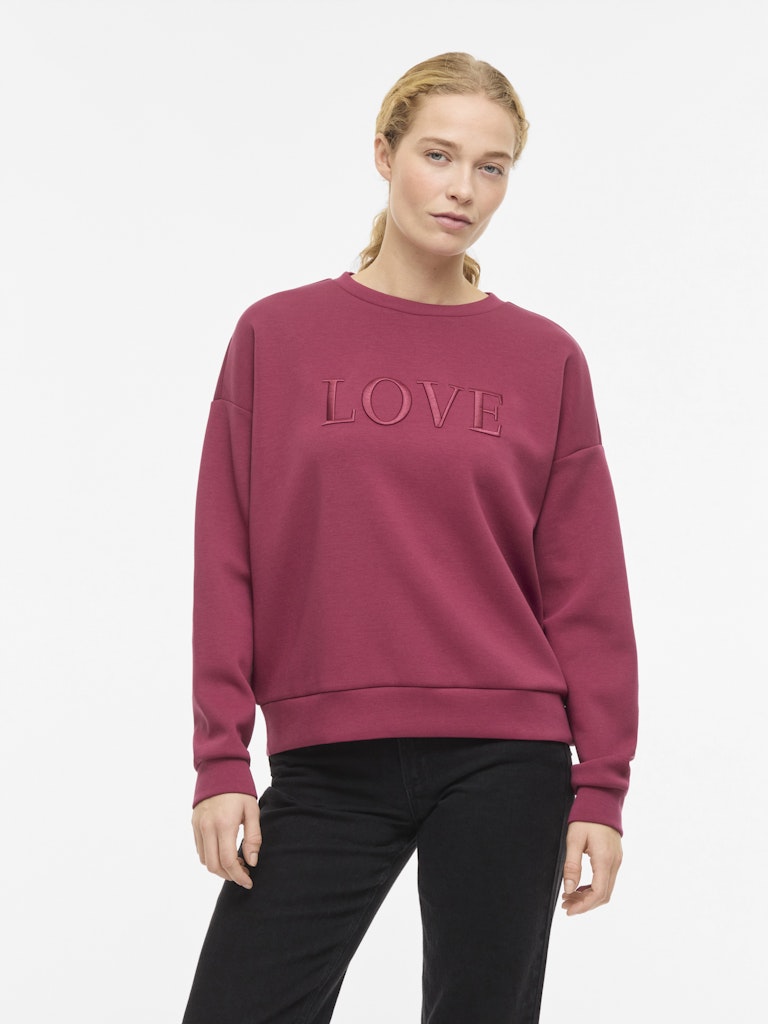Vireflect Love O-neck L/s Top - Bordeaux
