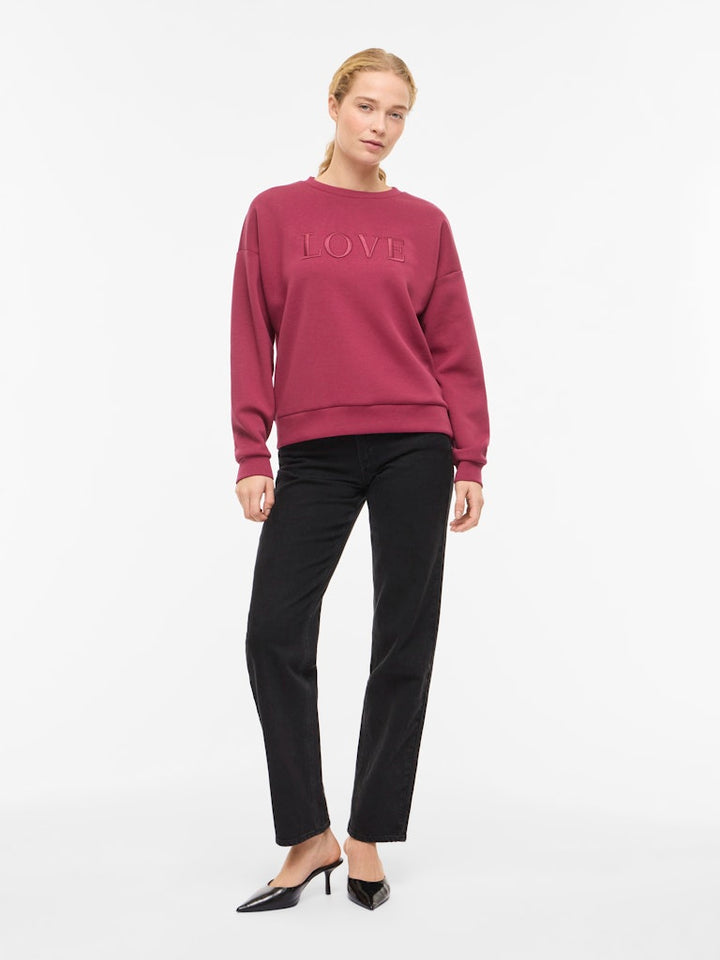 Vireflect Love O-neck L/s Top - Bordeaux