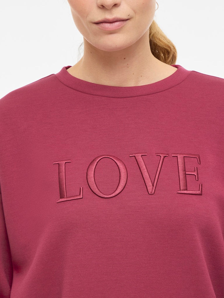 Vireflect Love O-neck L/s Top - Bordeaux