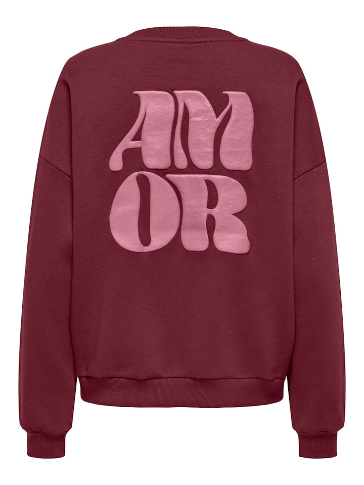 Onlmarey L/s O-neck Print Box Cs Swt - Bordeaux