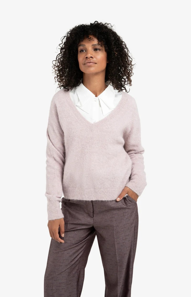 Soft Sweater With V-neck - Lila
