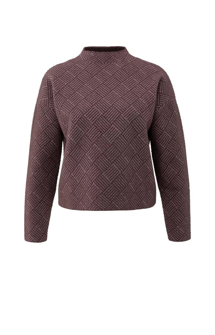 Jacquard Sweater With Collar - Aubergine