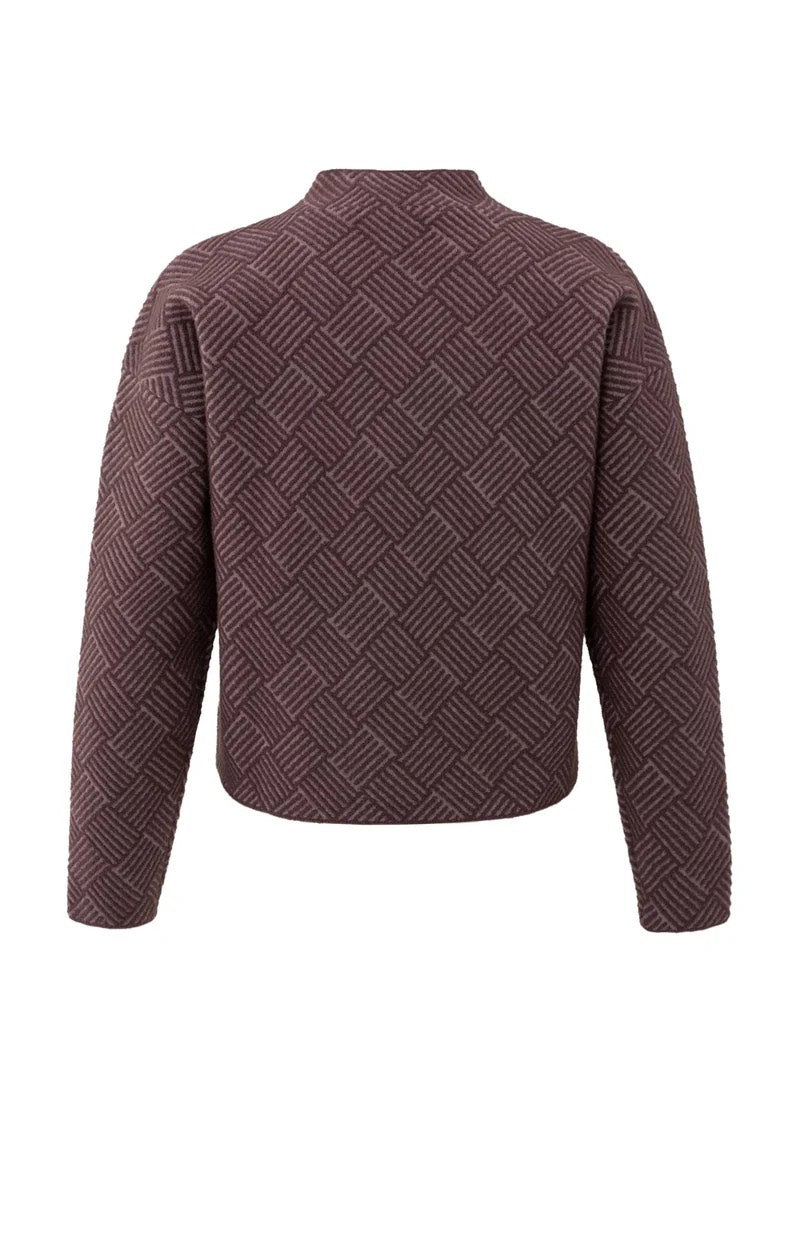 Jacquard Sweater With Collar - Aubergine