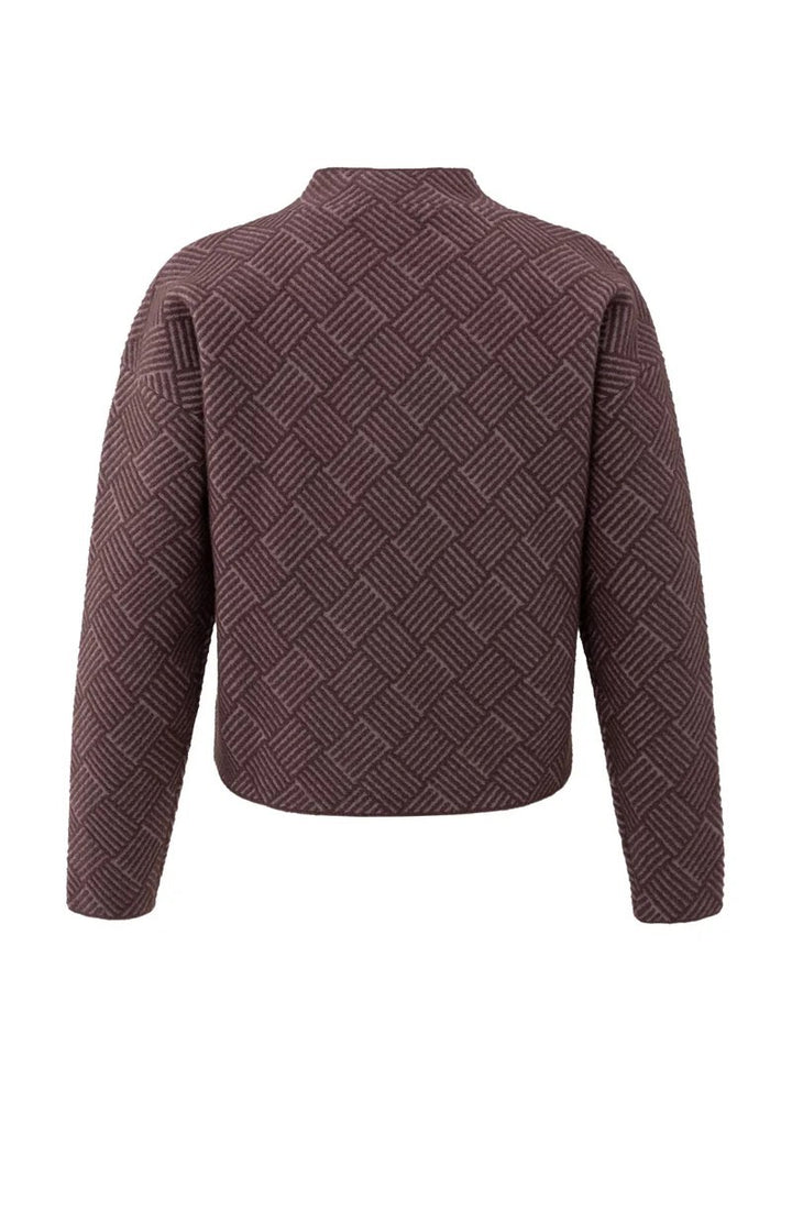 Jacquard Sweater With Collar - Aubergine