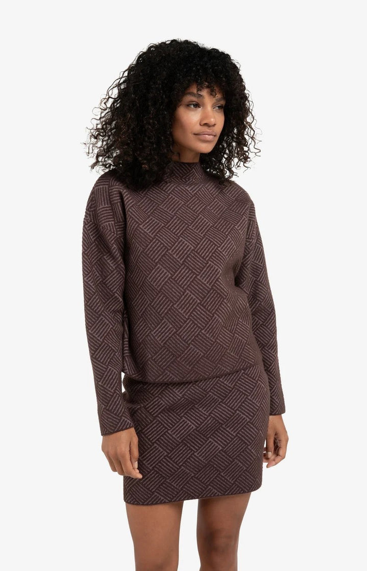 Jacquard Sweater With Collar - Aubergine