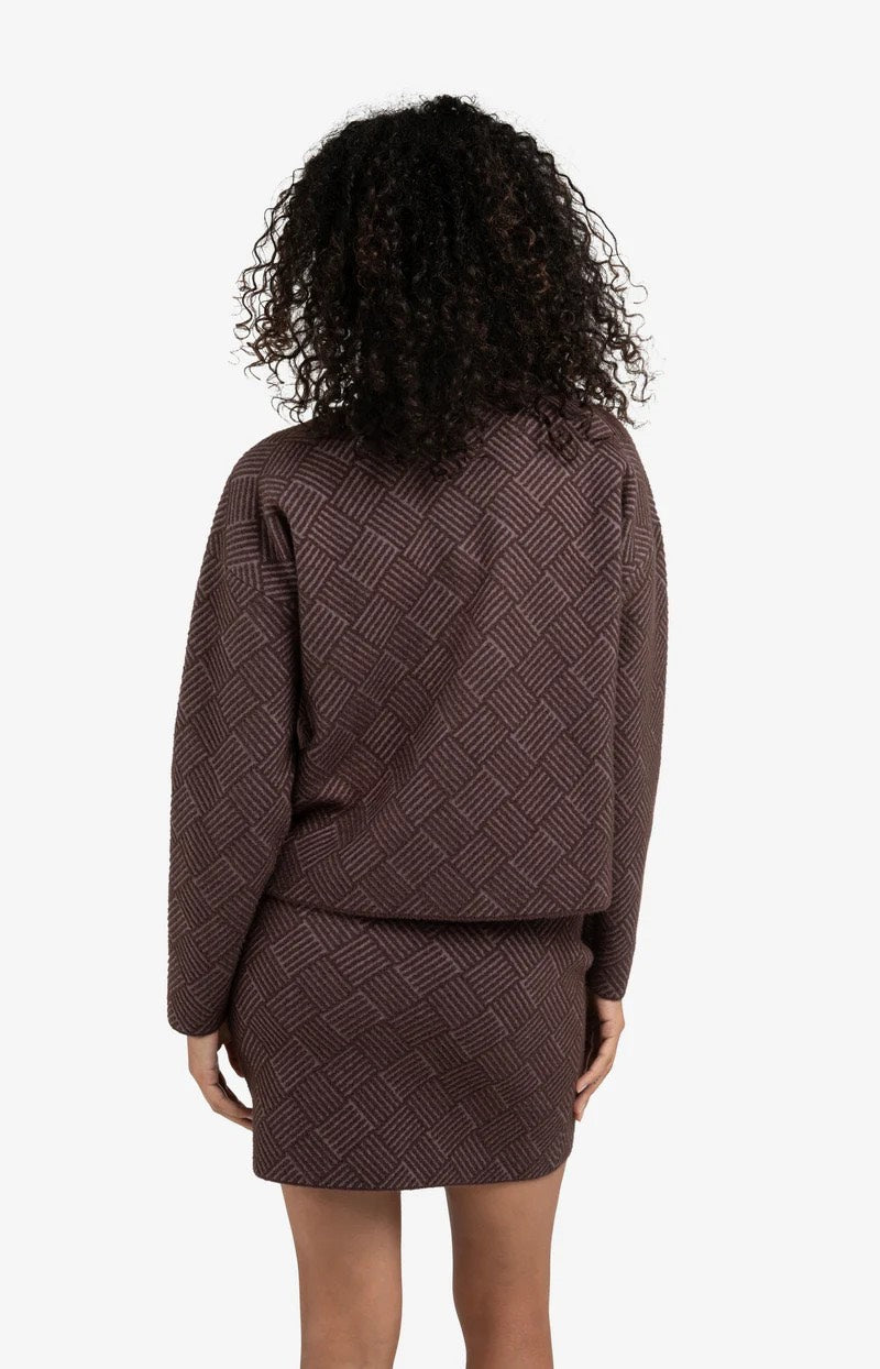 Jacquard Sweater With Collar - Aubergine