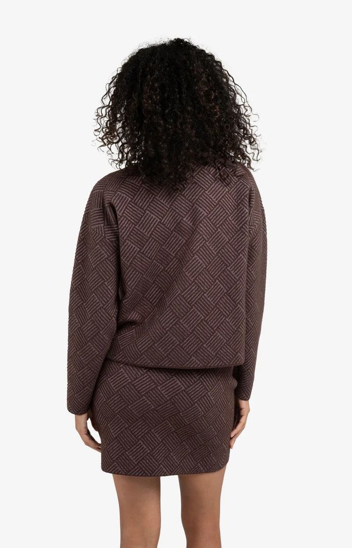 Jacquard Sweater With Collar - Aubergine