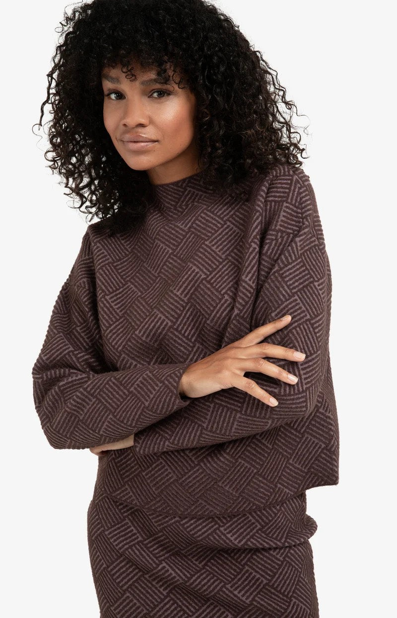 Jacquard Sweater With Collar - Aubergine