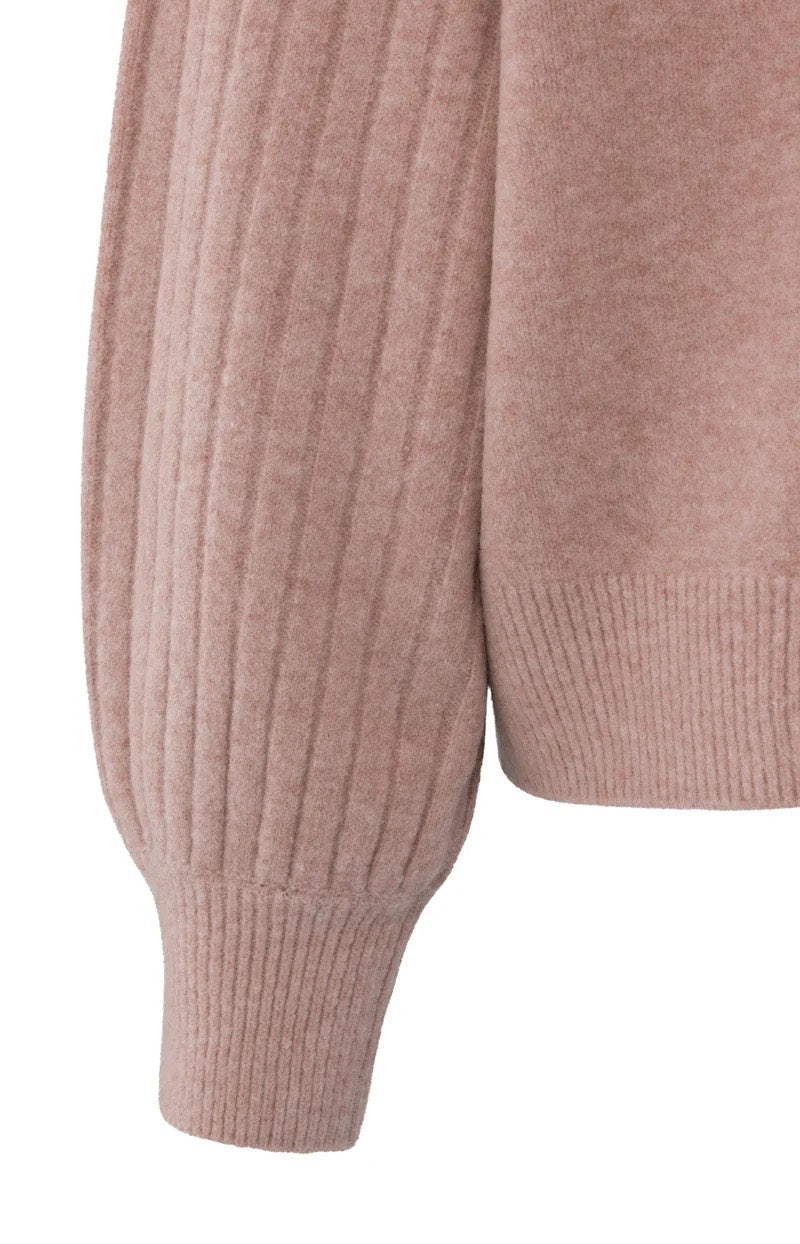 Rib Mixed Sweater Ls - Mauve