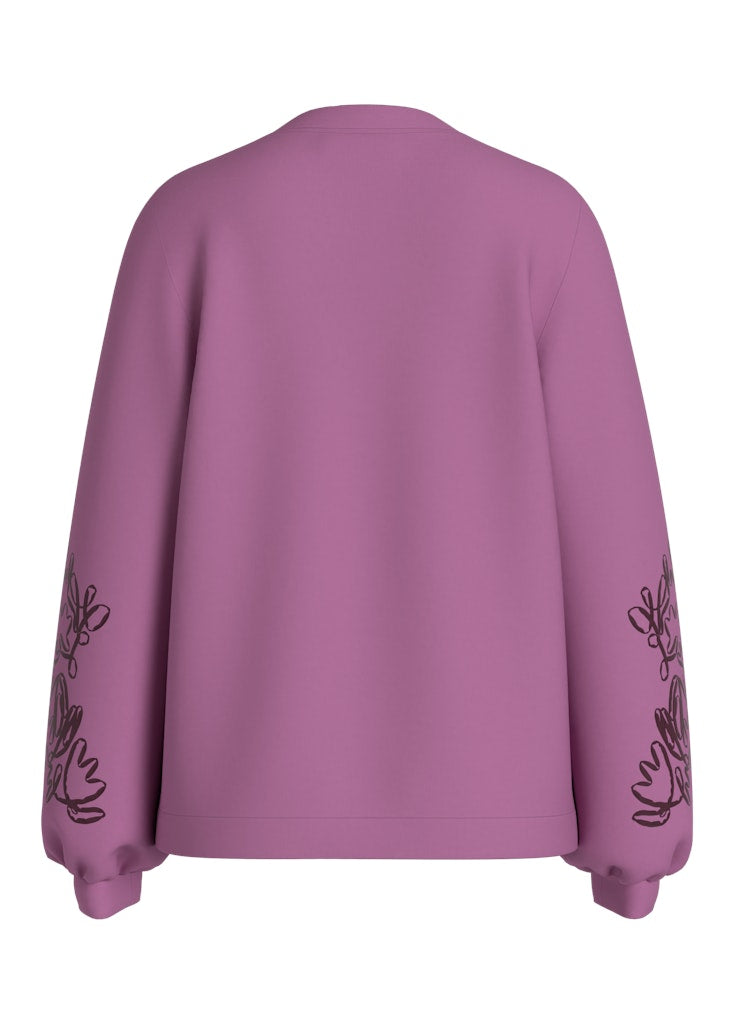 Visiffi Emb O-neck L/s Sweat/lc - Roze