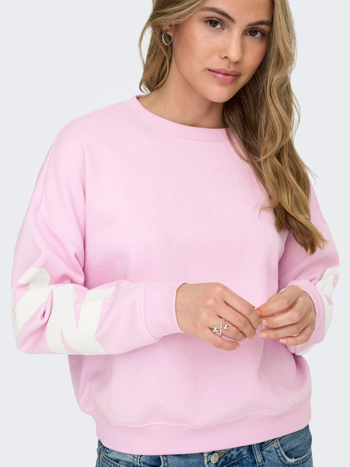 Onlsweat Ls Back/sleeve Print - Licht Roze