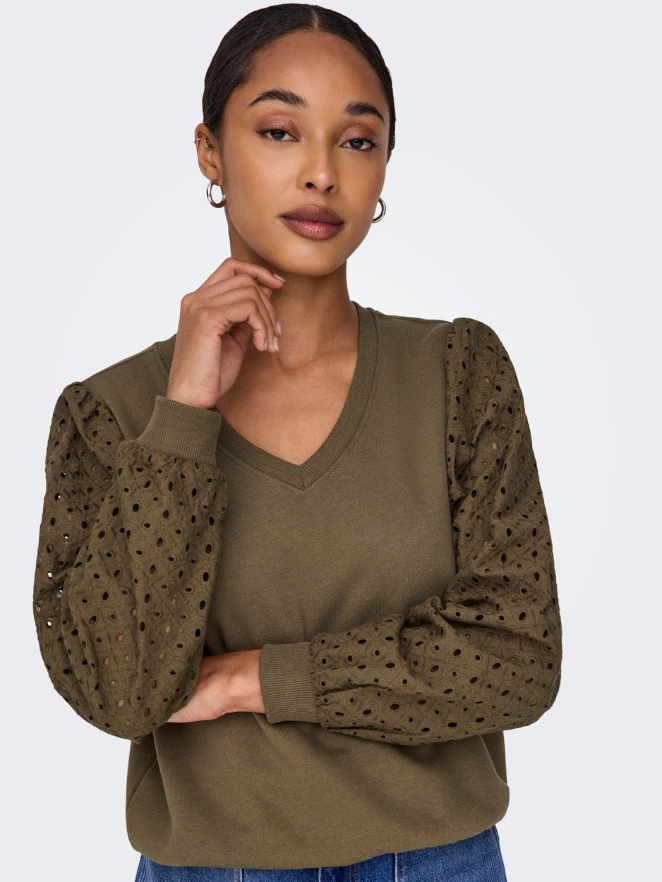 Onldonna L/s V-neck Swt - Bruin