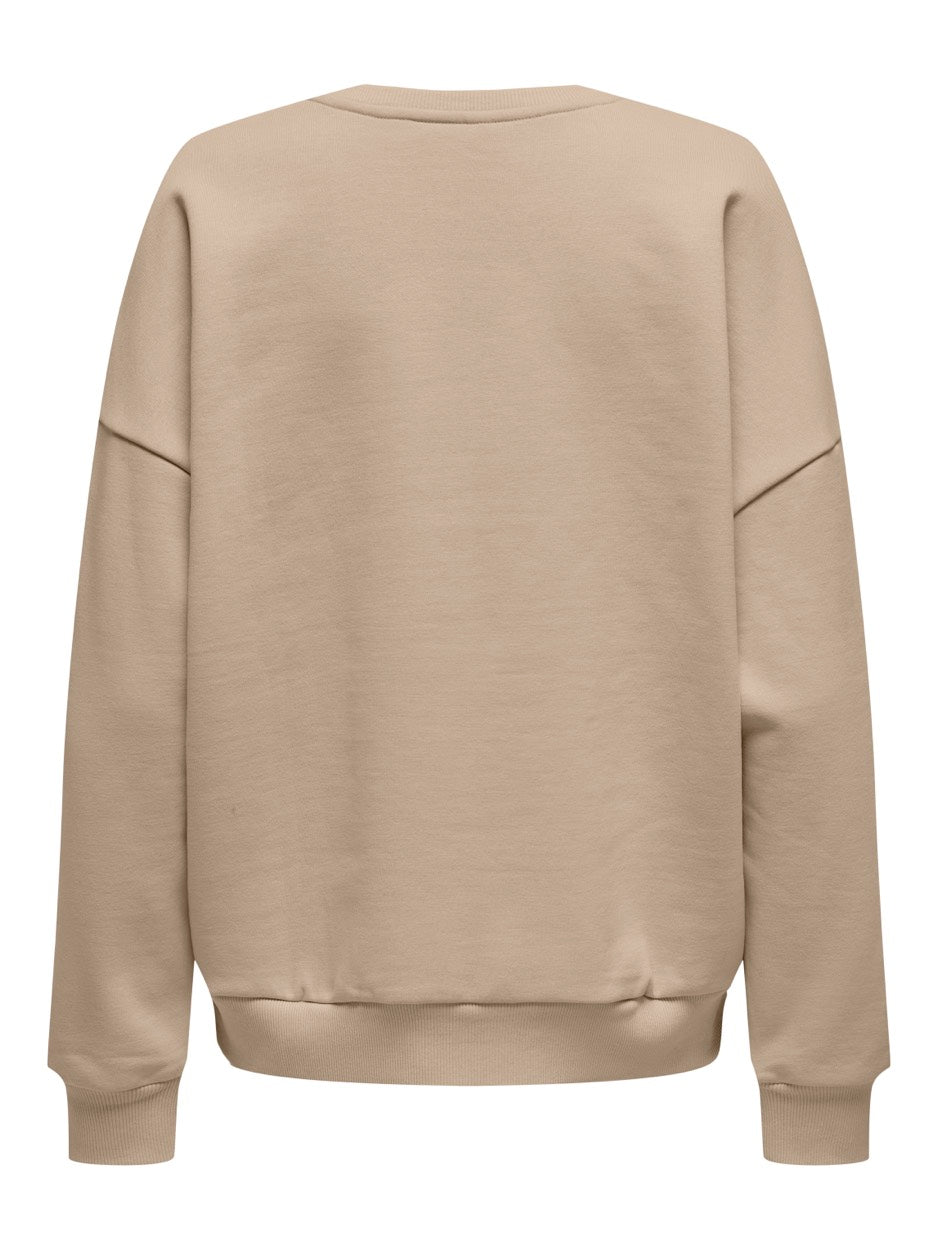 Onllilla L/s Satin O-neck Cs Swt - Licht Bruin