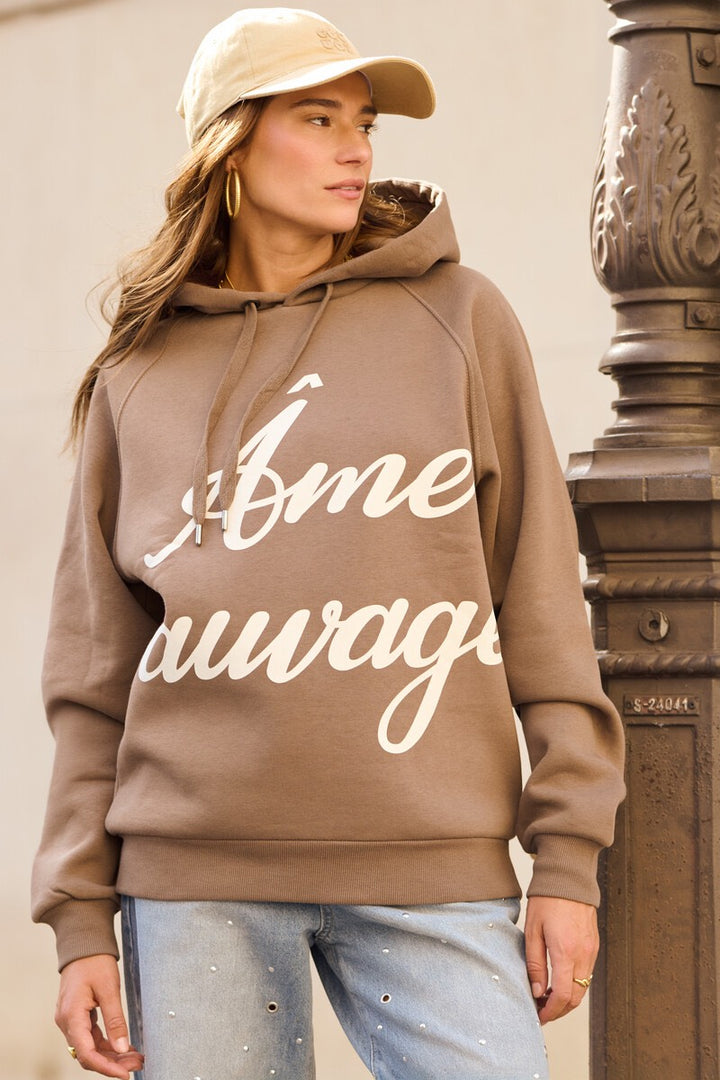 Bruine Hoodie 'ame Sauvage' - Taupe