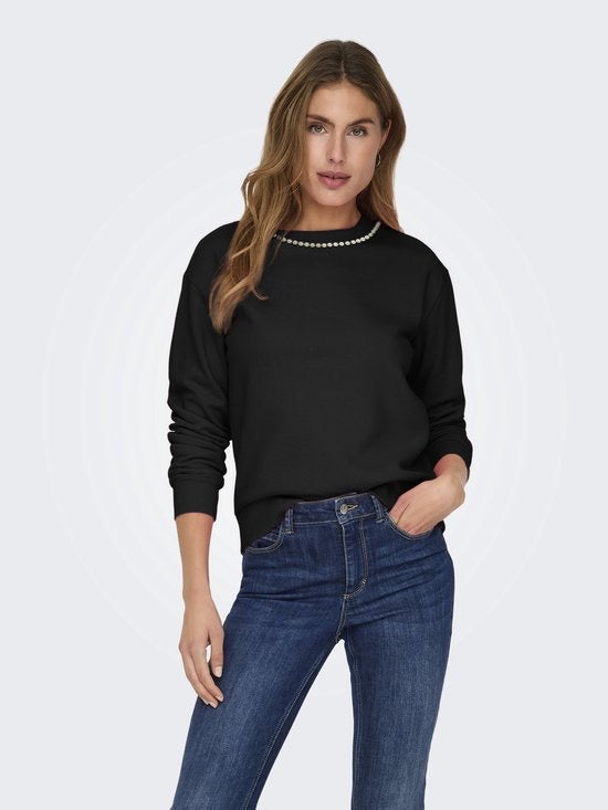 Jdyparis L/s Emb Sweat Jrs - Zwart