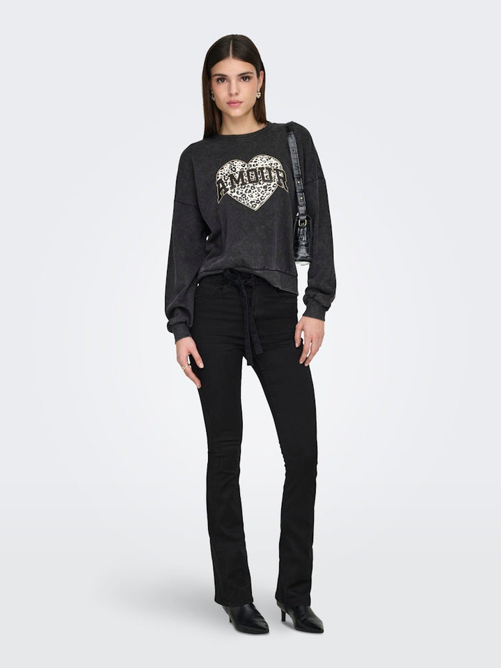 Onllauren Life L/s Animal O-neck Cc Swt - Zwart