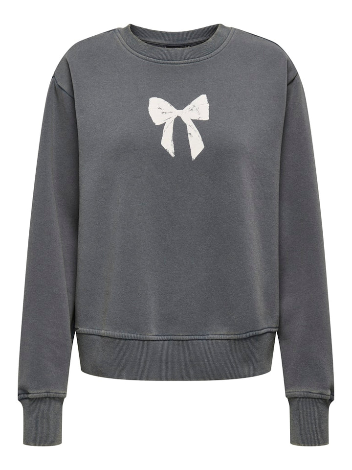 Onllucinda Bow L/s O-neck Box Swt - Antraciet