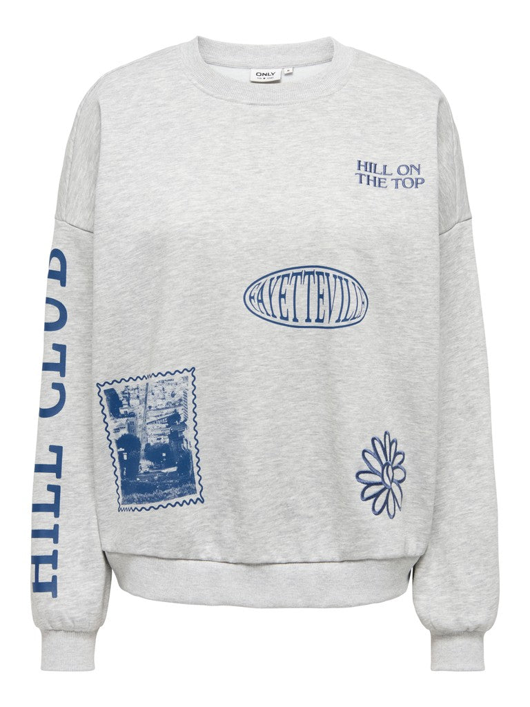 Onllyn L/s Emb And Print Cs Swt - Grijs Dessin