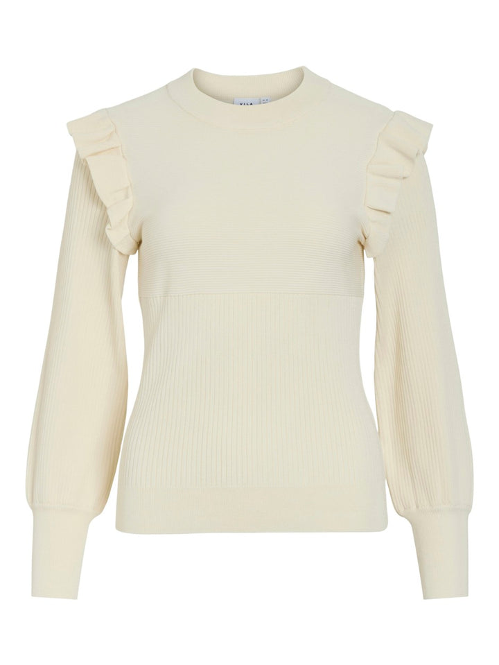 Vineira O-neck L/s Knit Top - Off-white