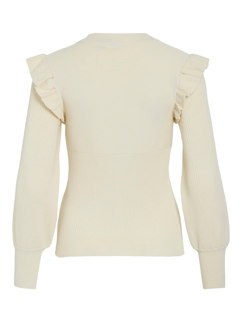 Vineira O-neck L/s Knit Top - Off-white