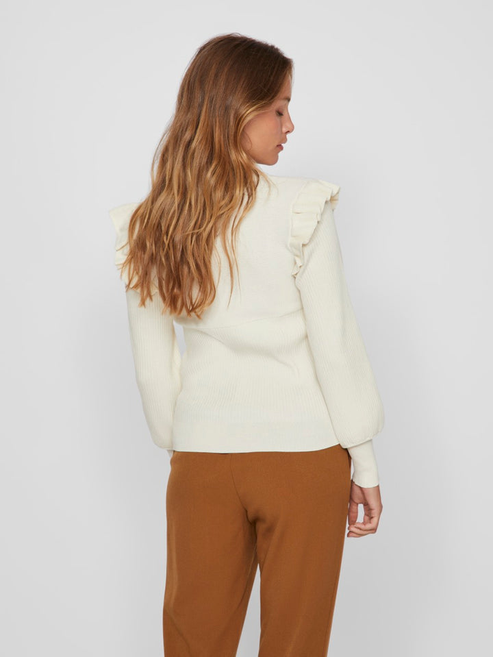 Vineira O-neck L/s Knit Top - Off-white