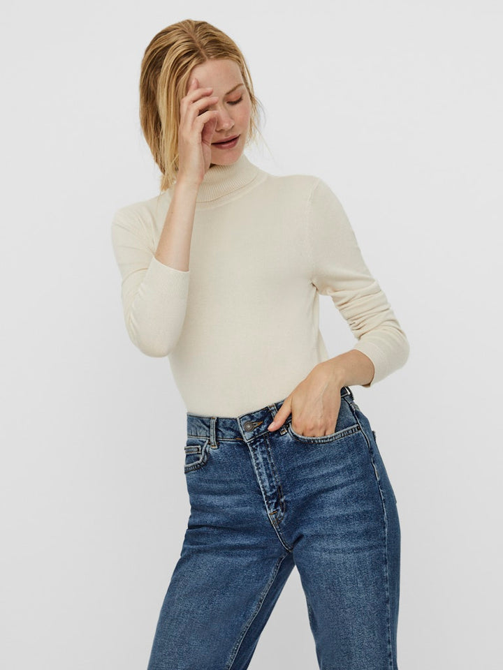 Vmglory Ls Rollneck Blouse Ga Noos - Ecru
