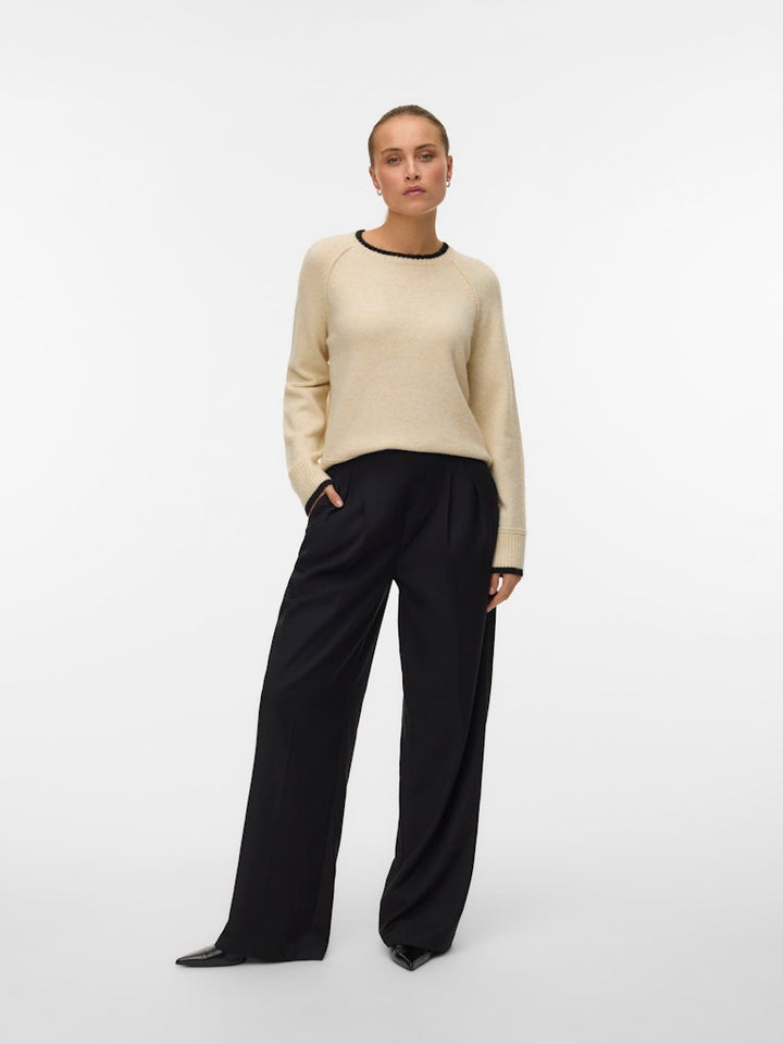 Vmaquarius Ls O-neck Raglan Pullover Bf - Ecru