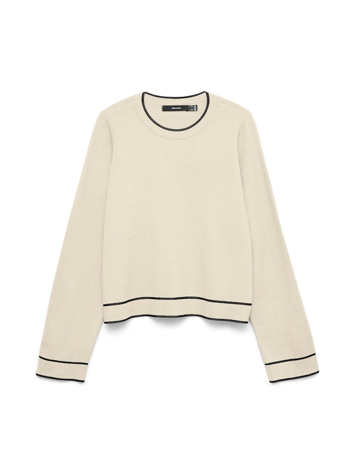 Vmgold Ls O-neck Double Contrast Pull - Ecru