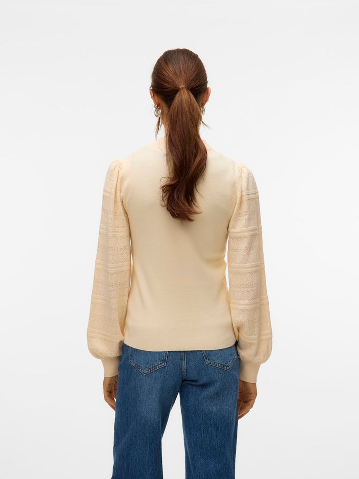 Vmnewlimone Ls Highneck Pullover Boo - Ecru