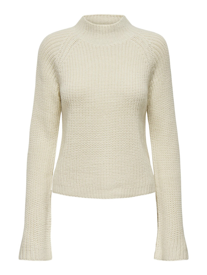 Jdyjusty Tine L/s Hn Slit Pull Knt - Ecru